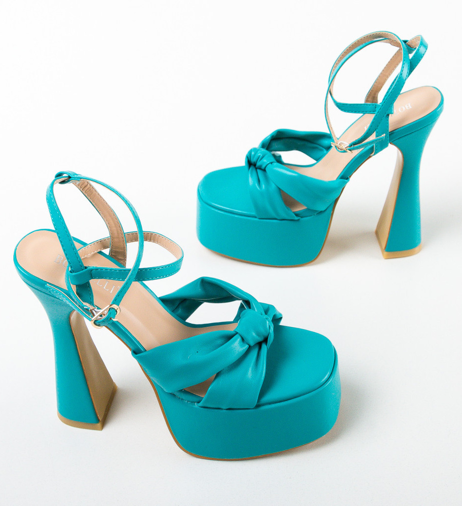 Sandale Ardde Albastre cu Toc Elegante - imagine 5