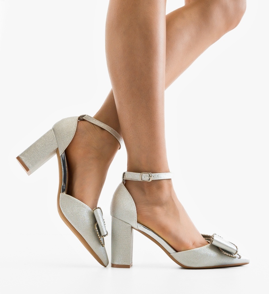 Pantofi cu toc Undya Argintii - Eleganță și Stil - imagine 5
