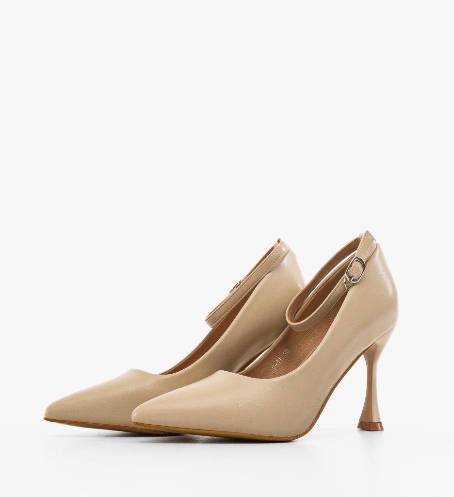 Pantofi Dama Opium Bej cu Toc Elegant - imagine 5