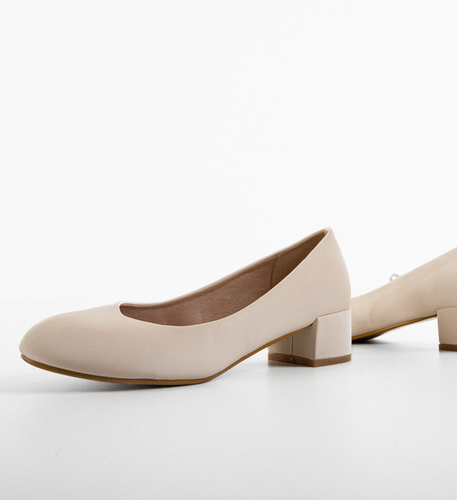 Pantofi Nora Bej cu Toc Eleganți - imagine 7