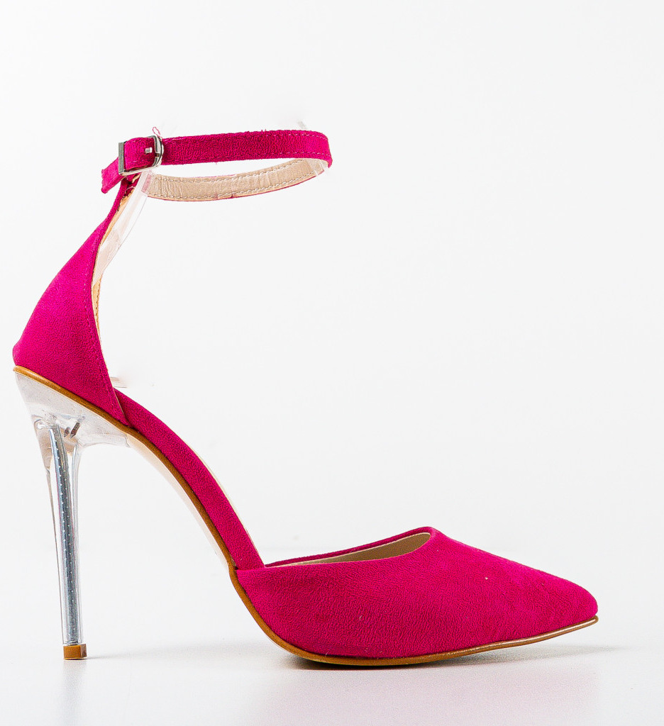 Pantofi Dama Fajana Fuchsia cu Toc Eleganți - imagine 6