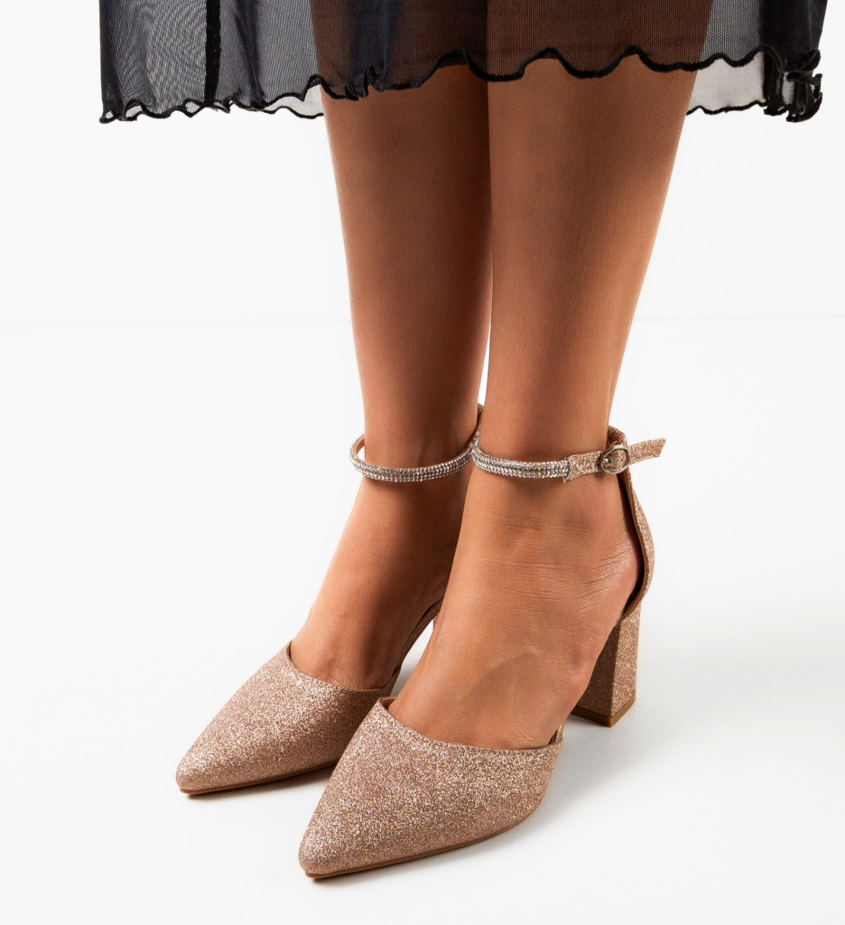 Pantofi Virginia Aurii 2 cu Toc Eleganți - imagine 4