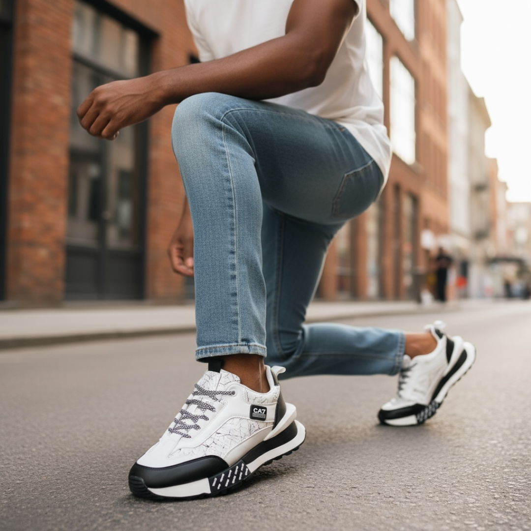 Adidasi Casual Barbati Albi-Negru - Confort si Durabilitate