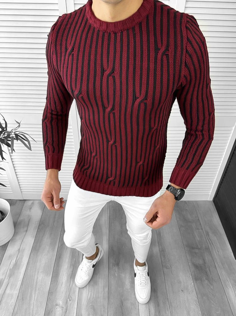 Pulover Barbati Slim Fit Grena | Fashion