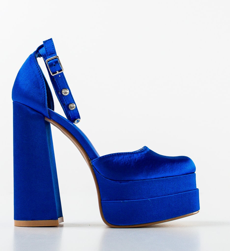 Pantofi Vetyna Albastri cu Toc Elegant - imagine 6