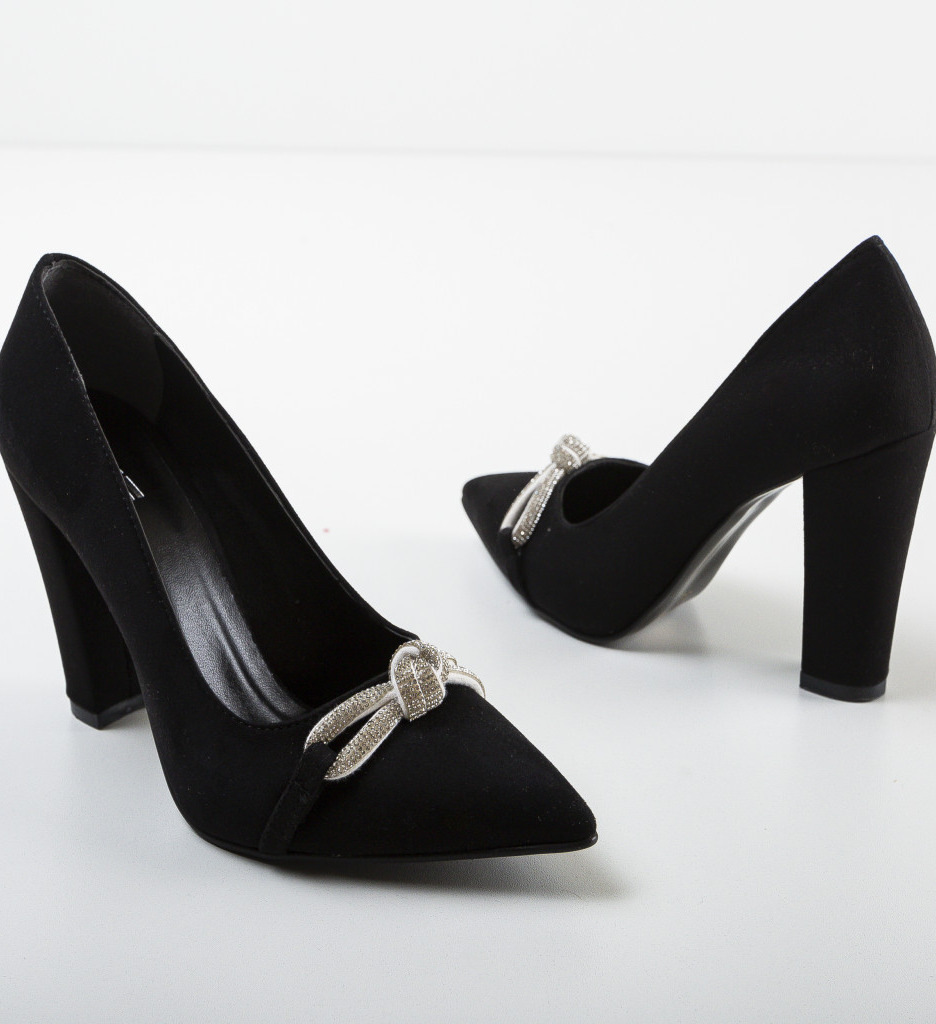 Pantofi Otbal Negri cu Toc Eleganți - imagine 6