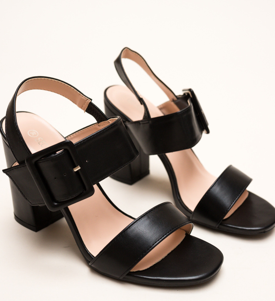 Sandale Beltran Negre cu Toc Elegante - imagine 5