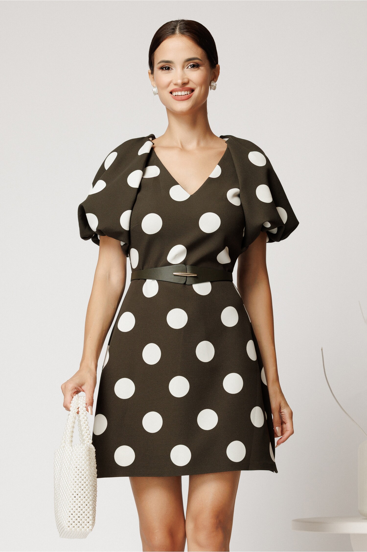 Rochie Kaki cu Buline și Cureă - Stil Feminin