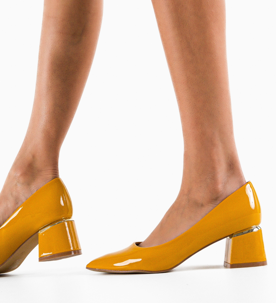 Pantofi cu Toc Galbeni Fedlimi - Eleganță - imagine 4