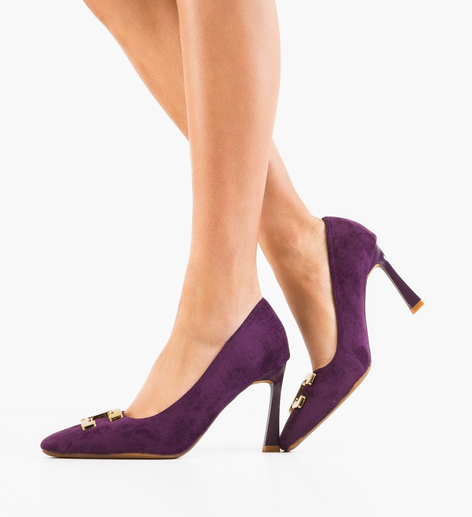 Pantofi cu Toc Mov Debora | Stil Eleganț - imagine 3
