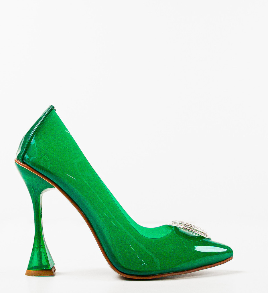 Pantofi Dama Myhear Verzi cu Toc Eleganți - imagine 4