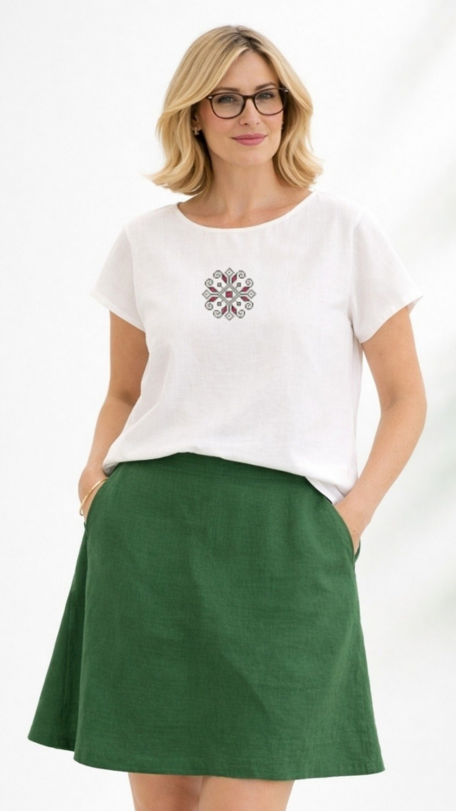 Bluza din bumbac cu broderie inspiratie etno - Adierea focului, M