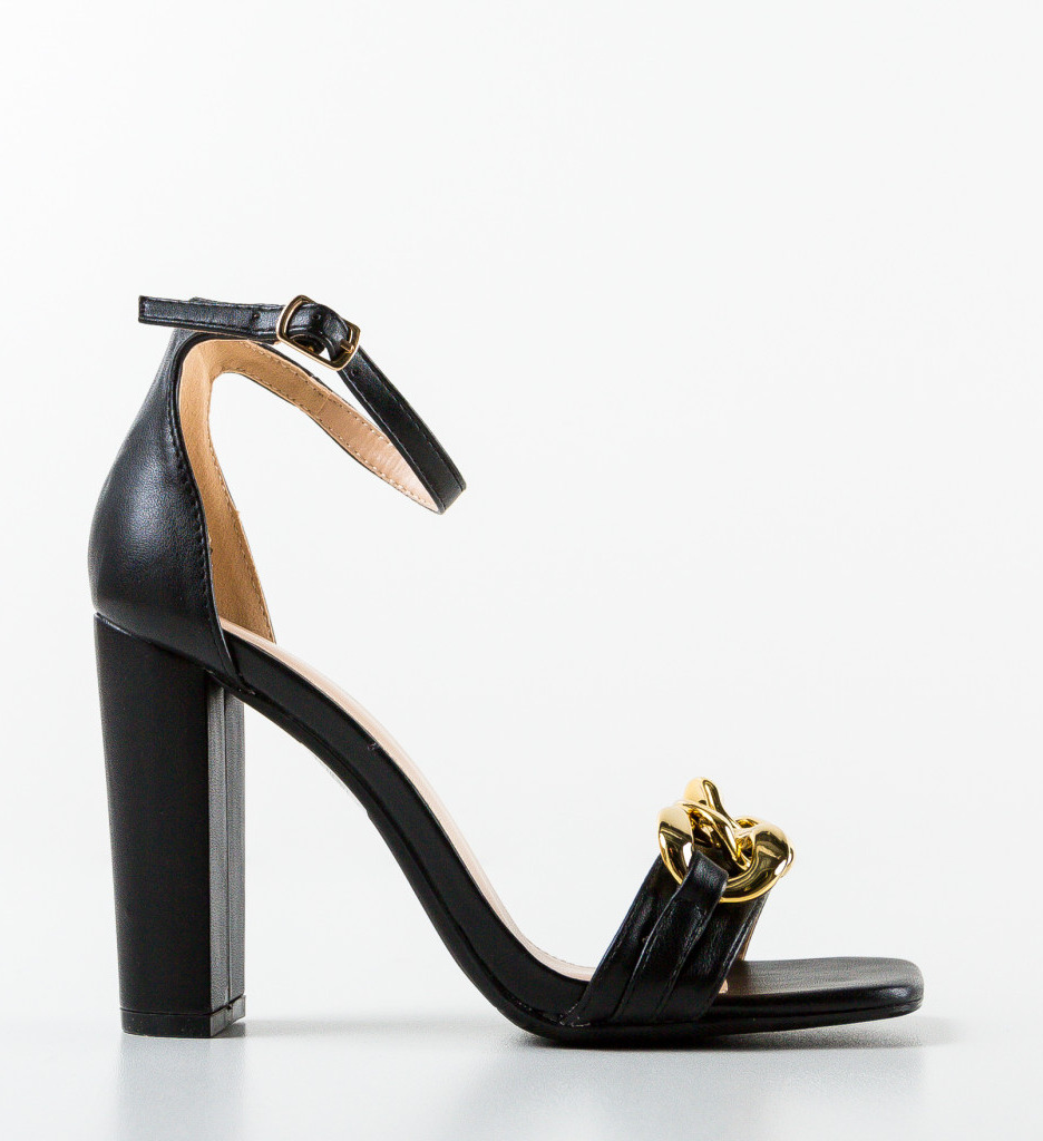 Sandale Kreta Negre cu Toc Elegante - imagine 5