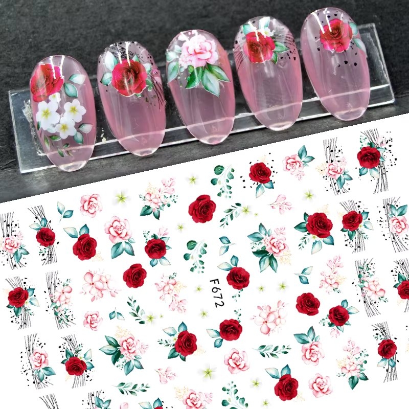 Abtibilduri Unghii Marquise Rosu/Roz | Nail Art Rapid