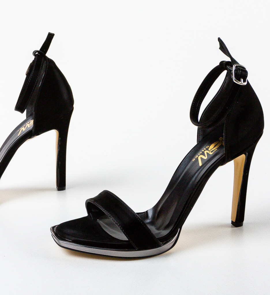 Sandale Salema Negre 3 cu Toc Elegante - imagine 6