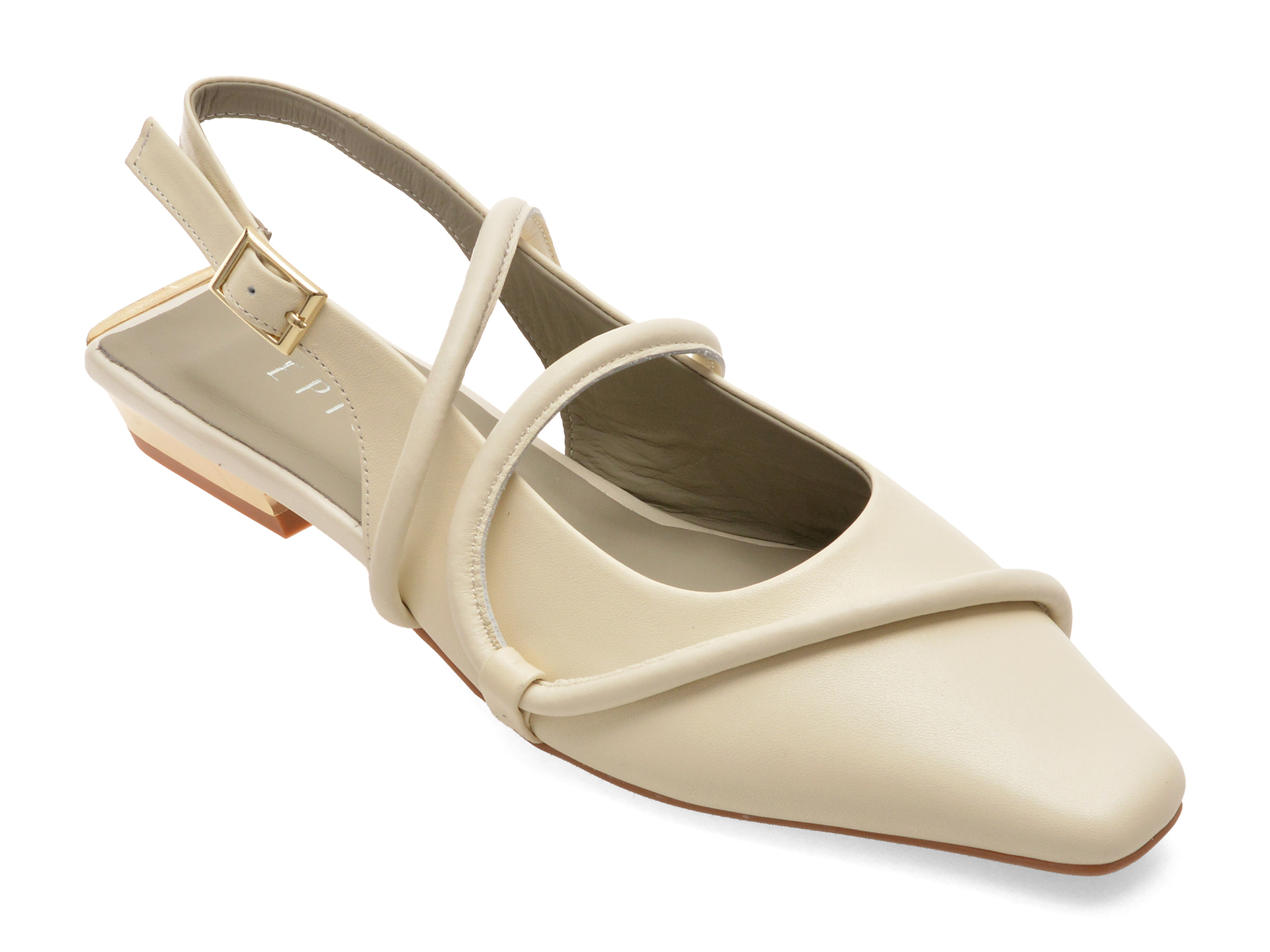 Pantofi Epica bej din piele naturală, eleganți