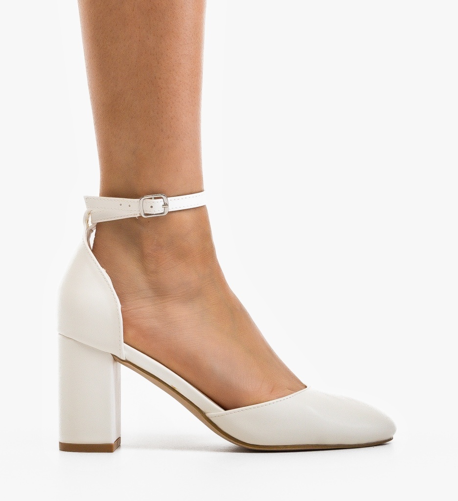 Pantofi dama Mer Albi Eleganți cu Toc - imagine 4