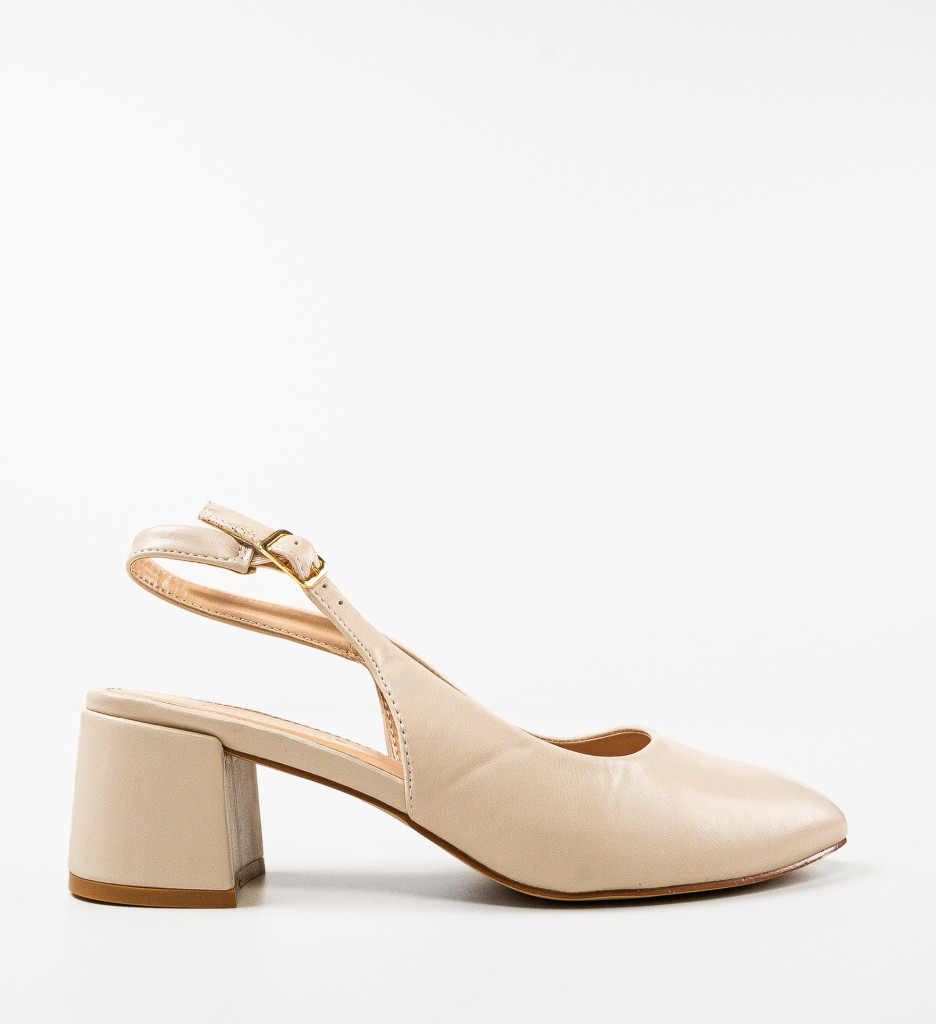 Pantofi Dama Kytal Bej cu Toc Eleganți - imagine 3