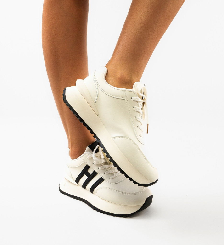 Pantofi Sport Casia Albi | Confort Zilnic - imagine 3