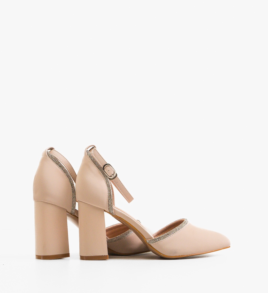 Pantofi Dama Jaden Nude cu Toc Eleganți - imagine 3