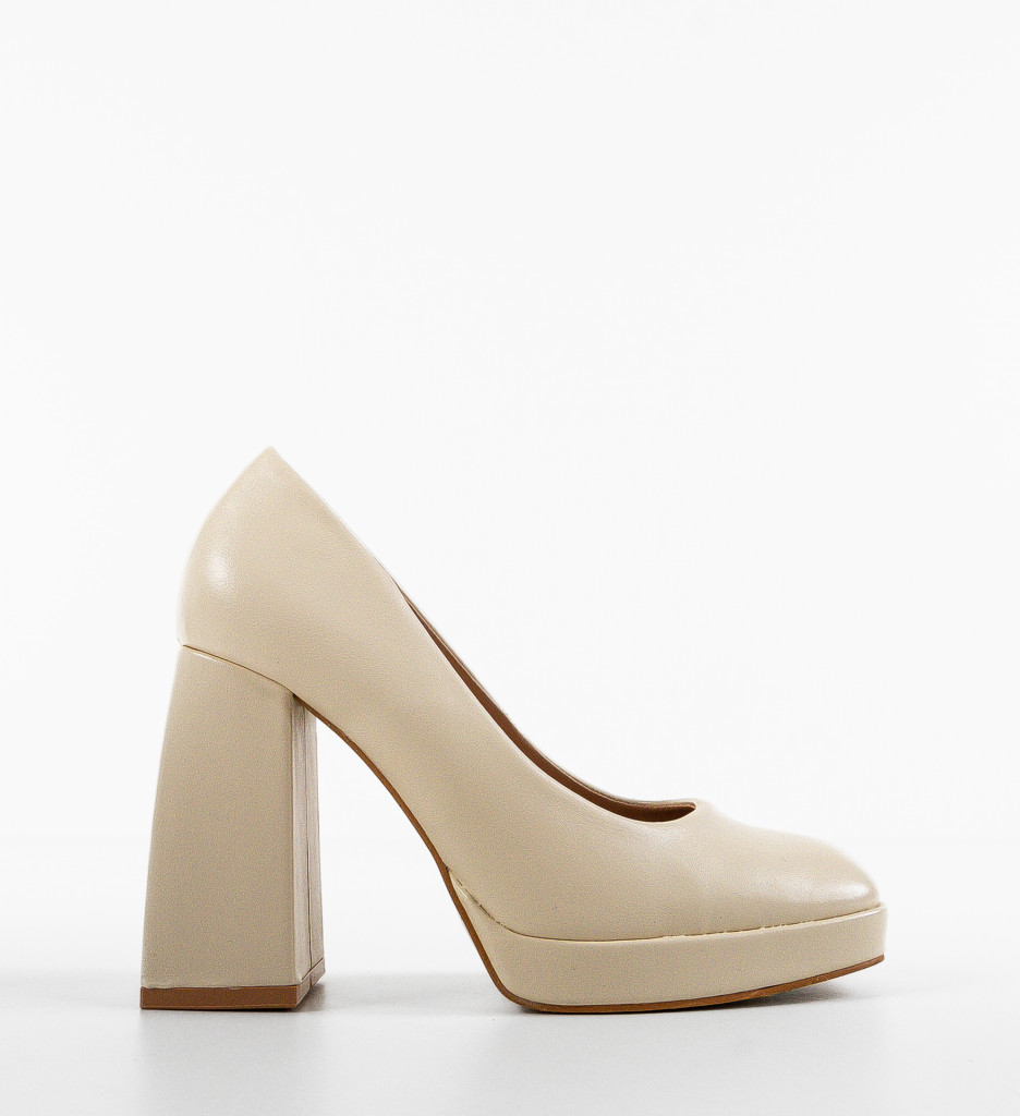 Pantofi Dama cu Toc Eleganti - Model Bej - imagine 7