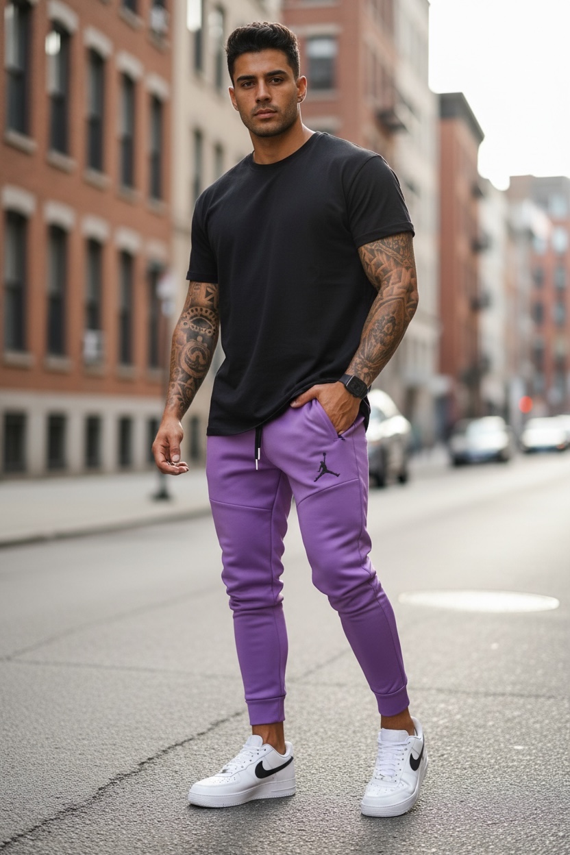 Pantaloni Trening Mov Conici - Stil și Confort - imagine 2