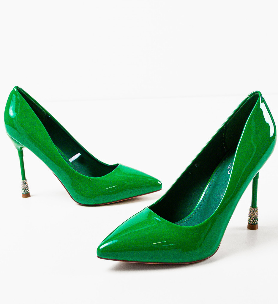 Pantofi Monserrat Verzi cu Toc Elegant - imagine 4