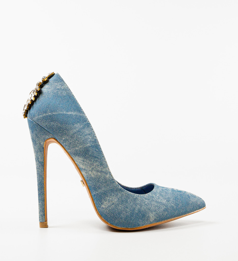 Pantofi Sity Albastri cu Toc Eleganți - imagine 5