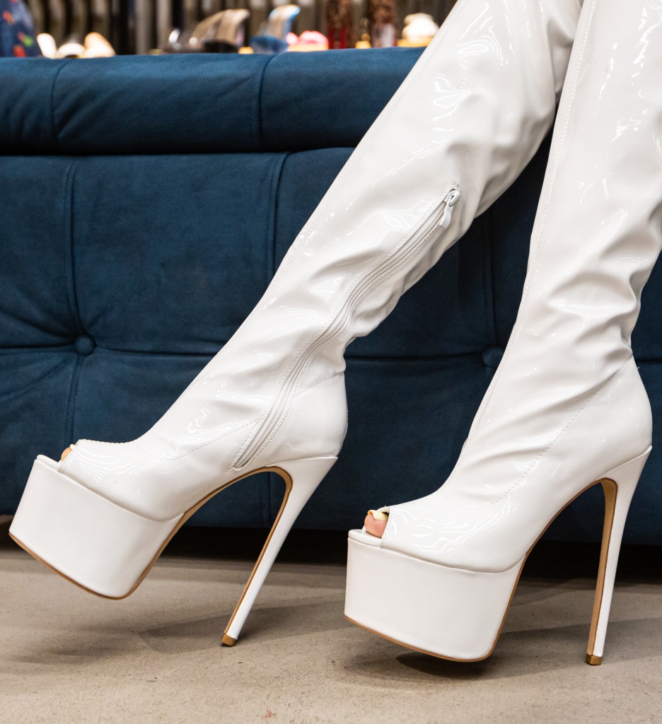 Cizme Dama Albe Franks - Eleganță Urbană - imagine 7