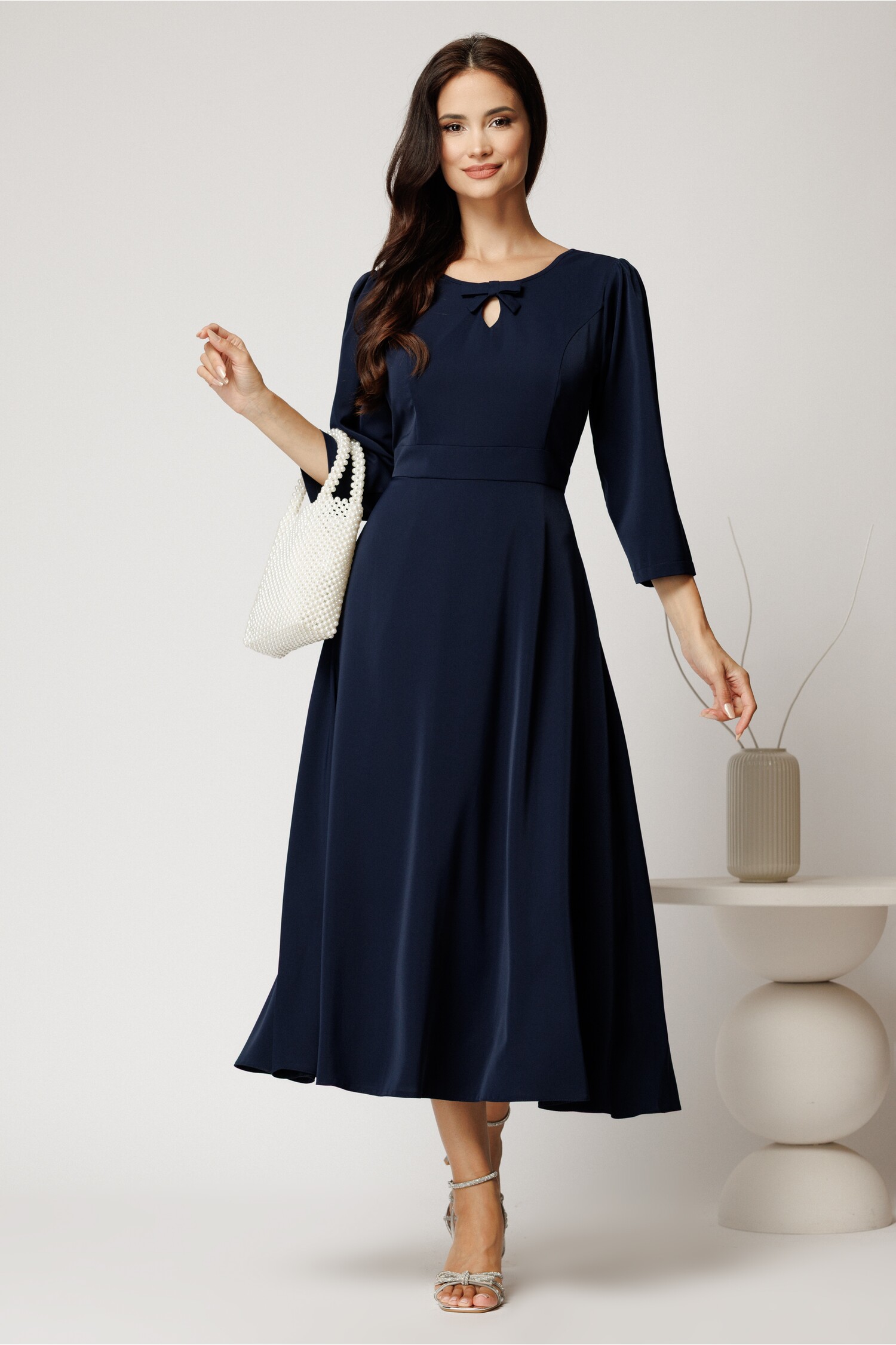 Rochie Midi Bleumarin din Viscoza | Eleganta