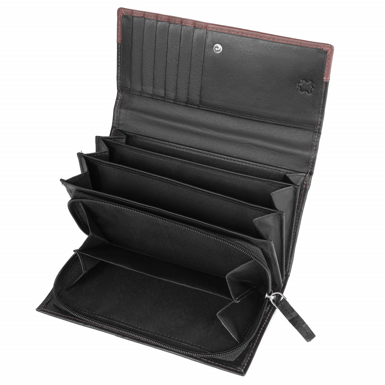 Portofel Dama Marquise Piele Naturala Negru/Maro - imagine 3