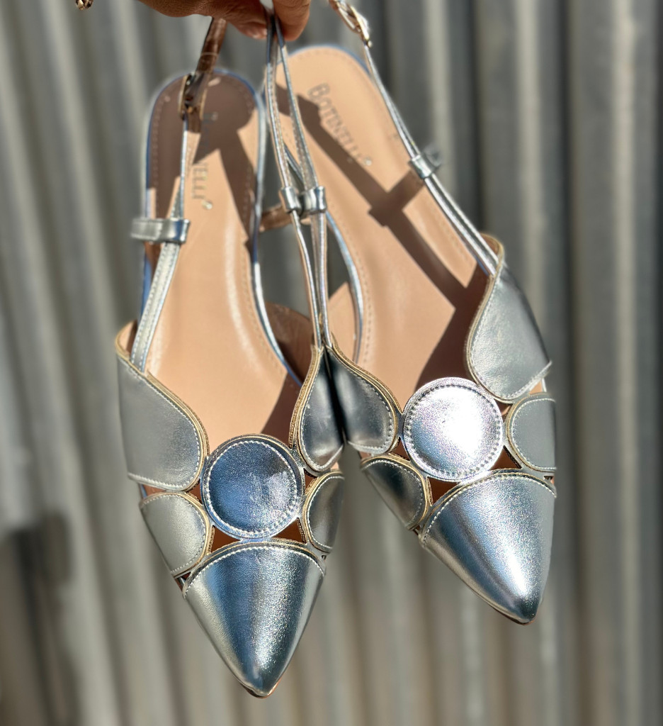 Pantofi Dama Xquenda Argintii cu Toc Elegant