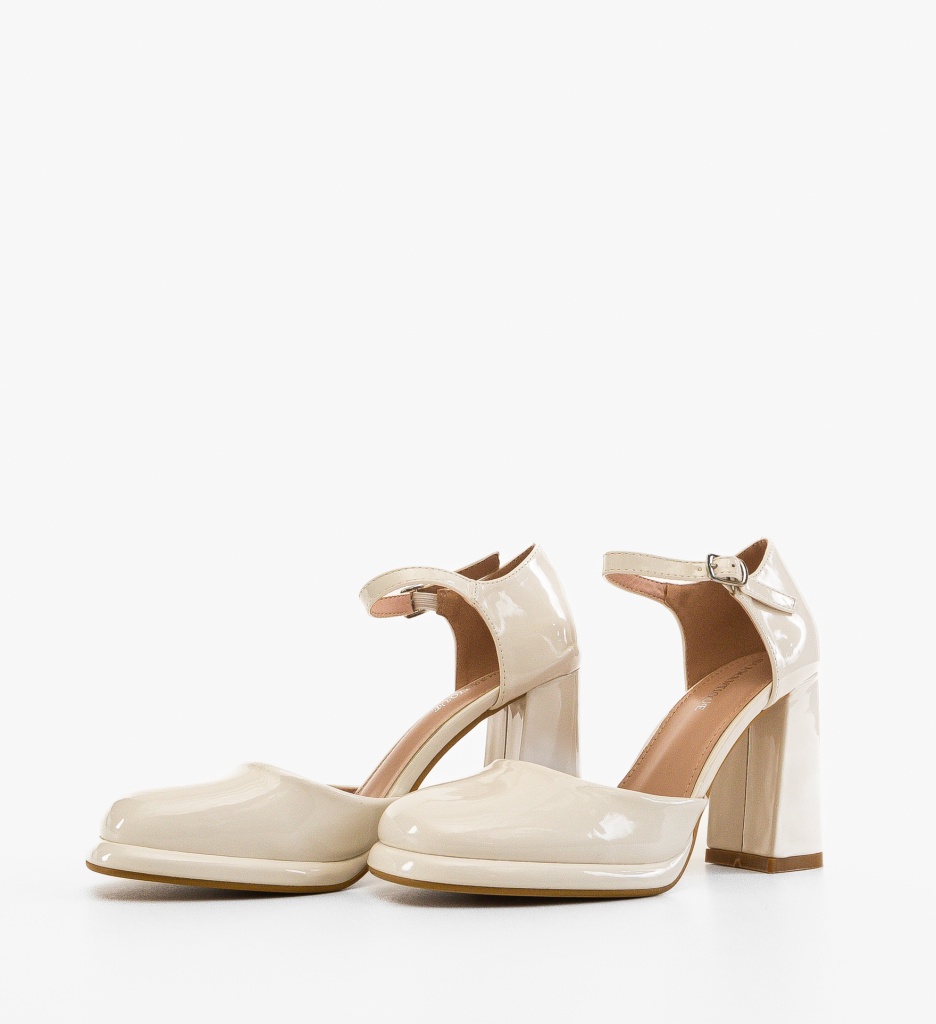 Pantofi Frazer Albi Eleganți cu Toc - imagine 4