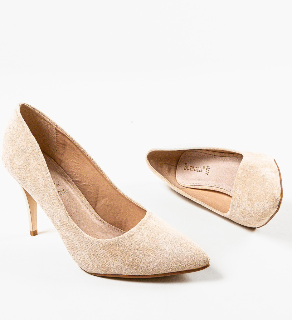 Pantofi Erife Bej cu Toc Eleganți - imagine 7