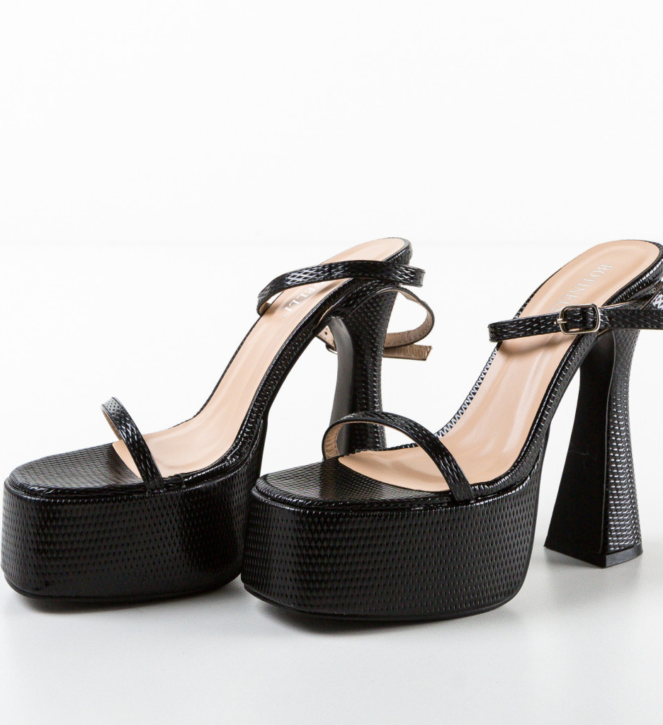 Sandale dama Fabol Negre cu toc elegant - imagine 6