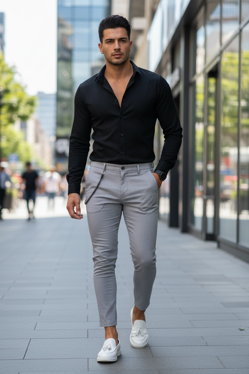 Pantaloni barbati eleganti  gri 10614