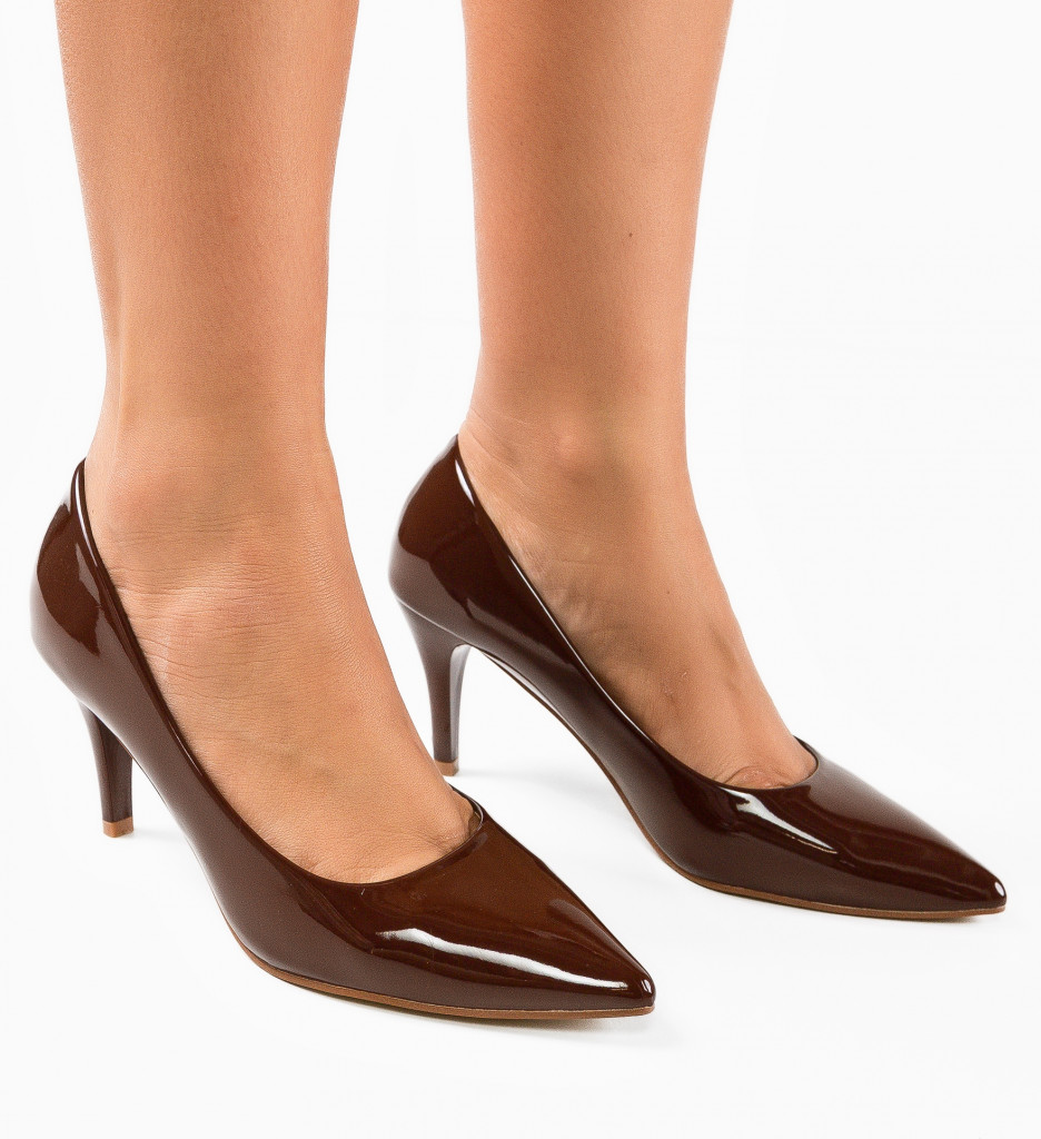 Pantofi Plevna Maro Eleganți cu Toc - imagine 2