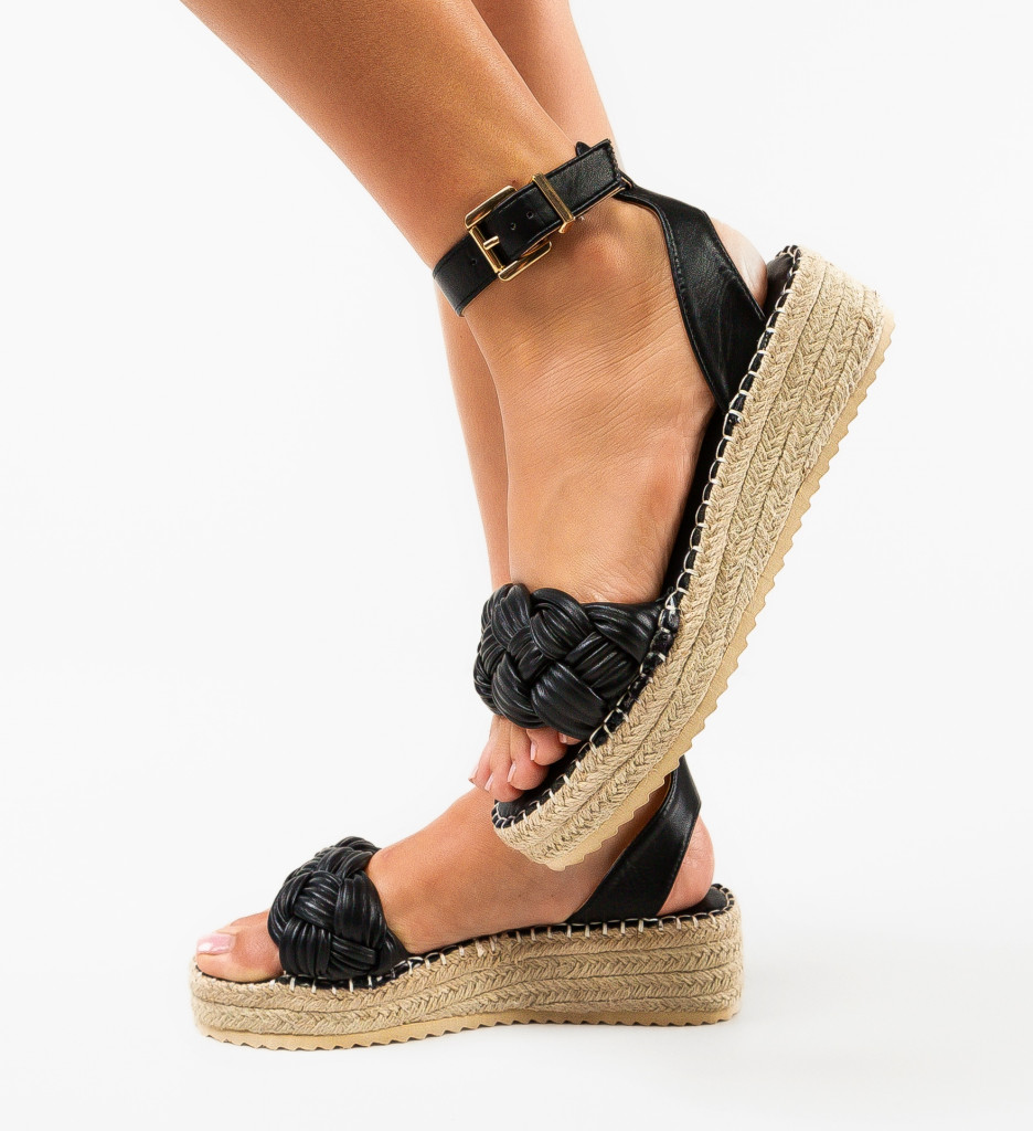 Sandale Dama Anaheim Negre cu Toc Elegant - imagine 3