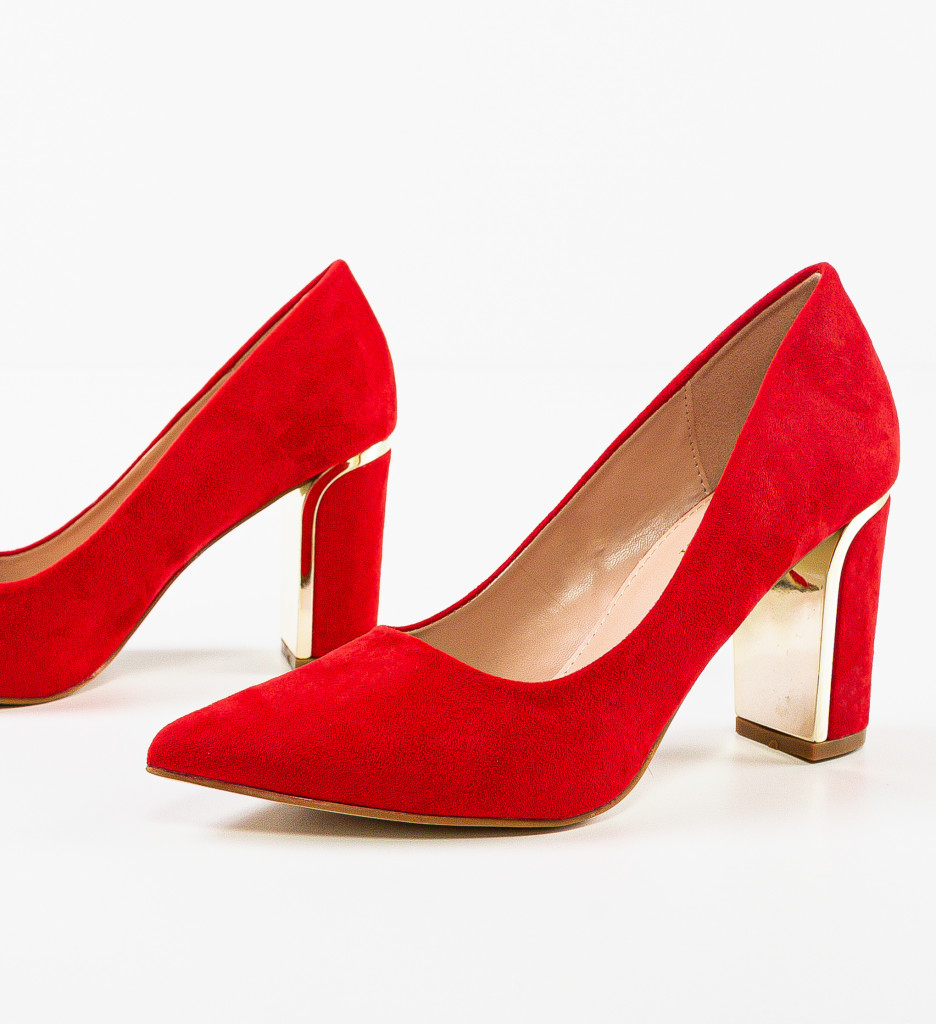 Pantofi Ayers Rosii cu Toc Eleganți - imagine 3