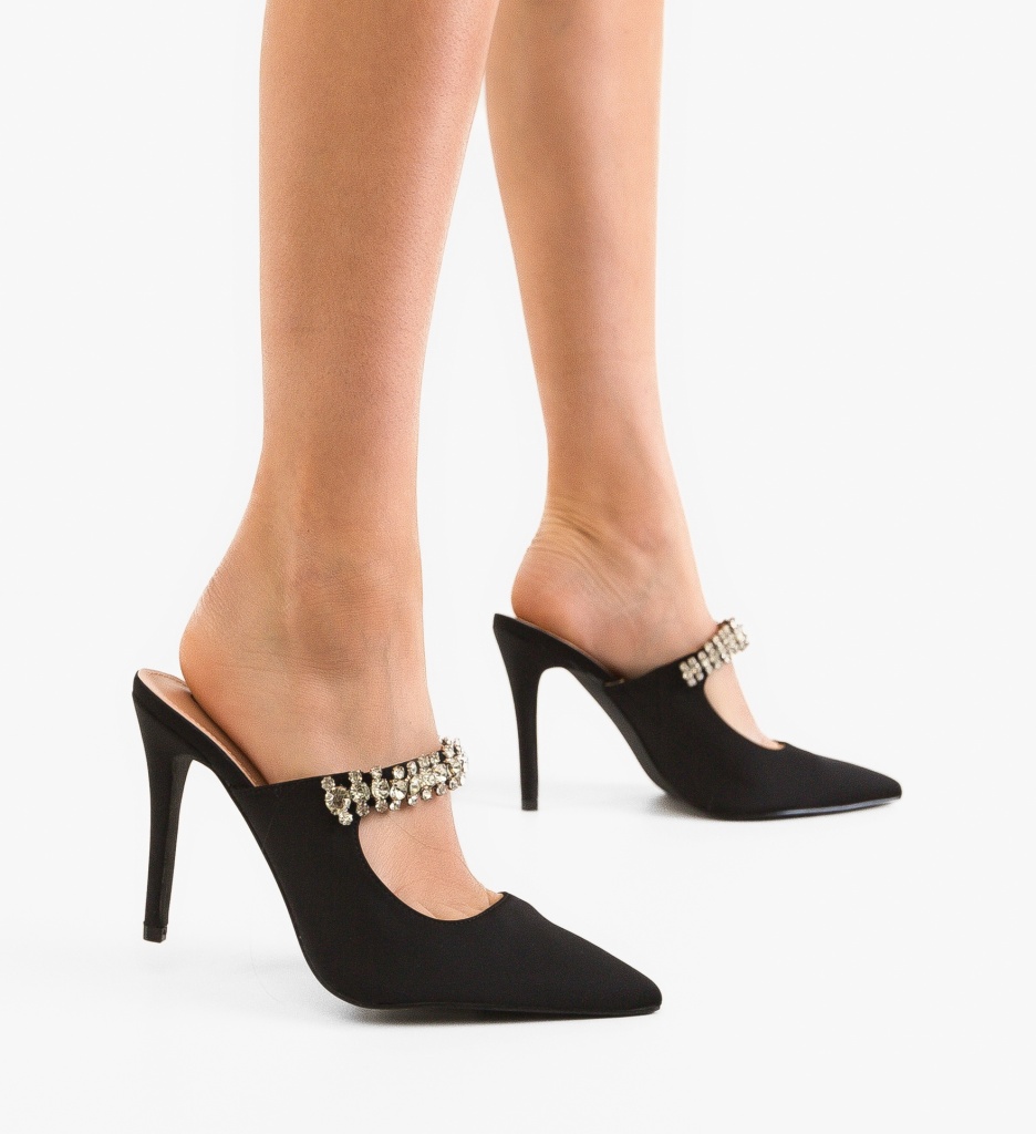 Pantofi Dama Zayn Negri cu Toc Eleganți - imagine 2