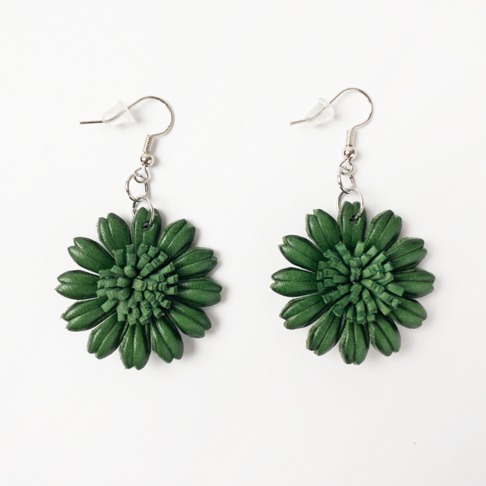 Cercei Piele Floare Eleganți | Shopika