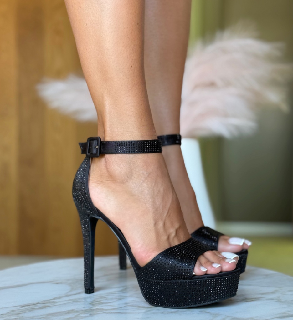 Sandale cu Toc Tyrone Negre | Eleganță Asigurată - imagine 3