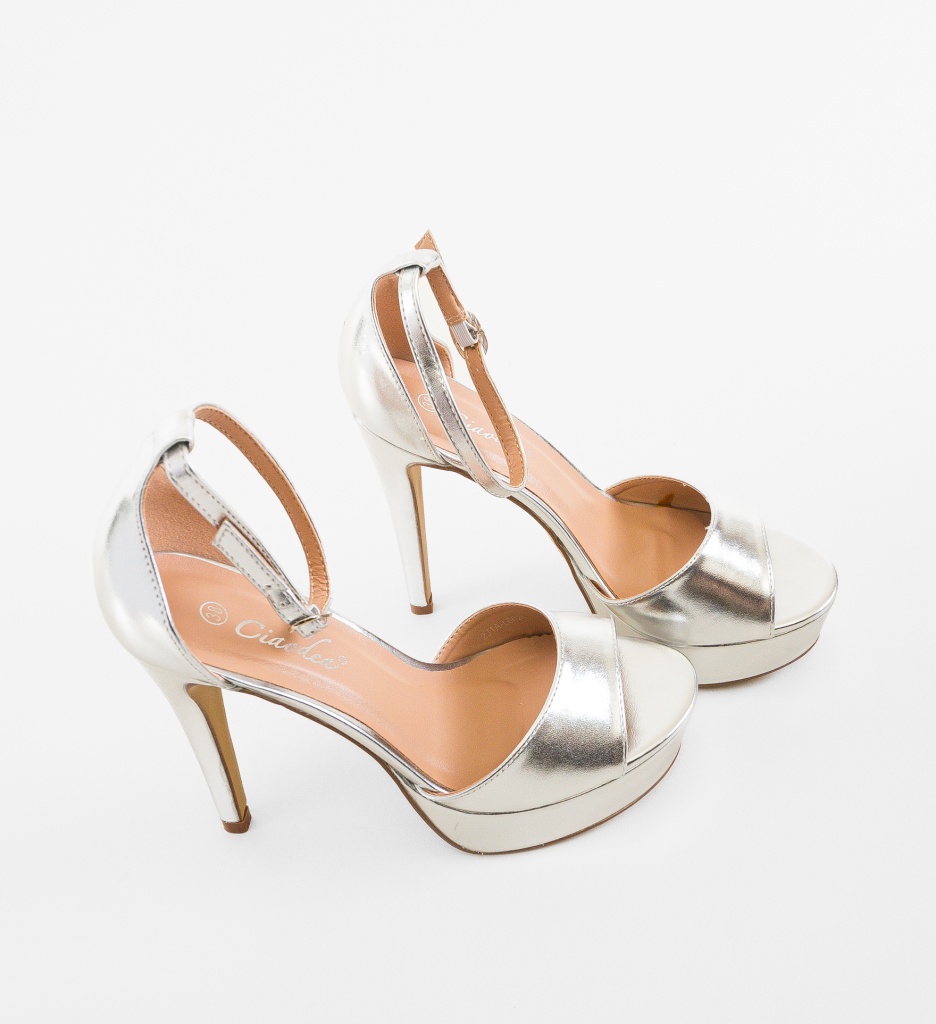 Sandale cu Toc Argintii Donna | Eleganta si Stil - imagine 5