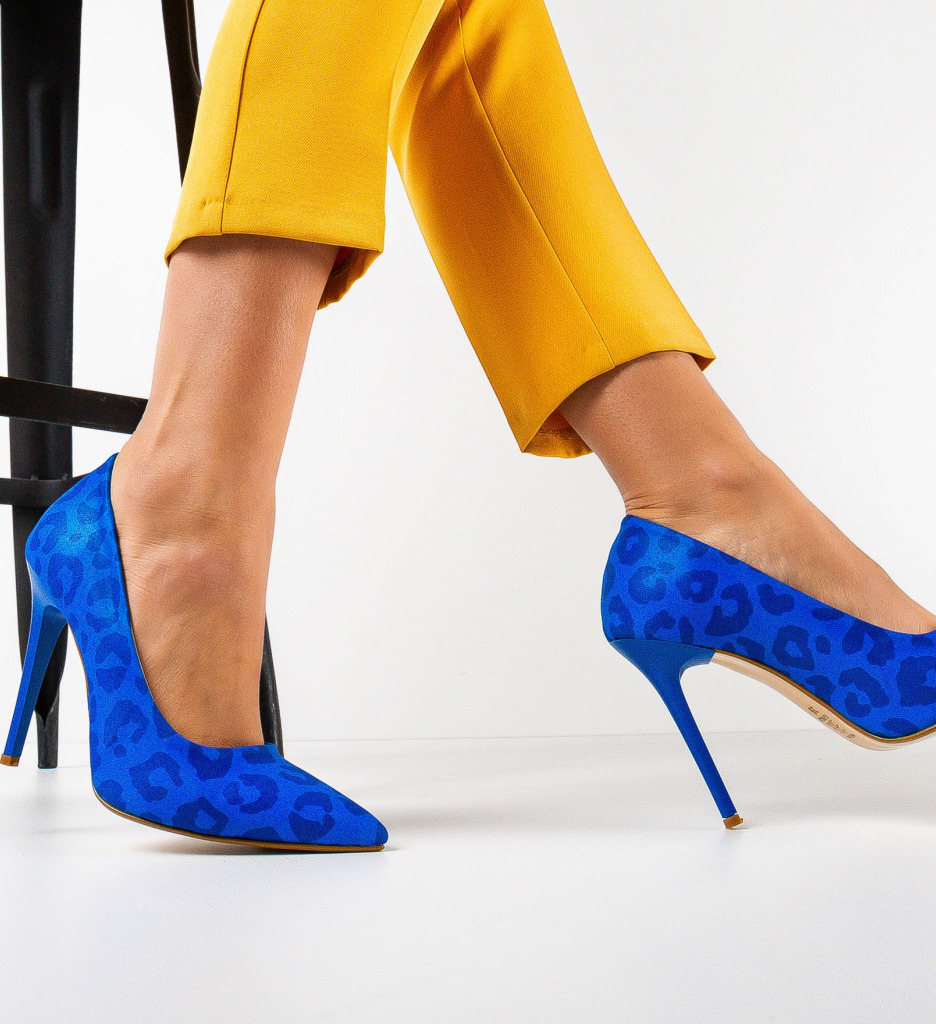 Pantofi cu Toc Dama Ojal Albastri | Eleganță