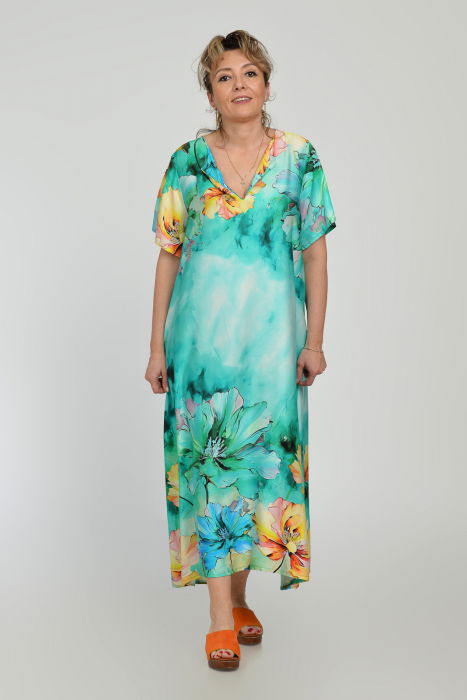 Rochie A-line Turcoaz Shopika | Vascoza & Matase
