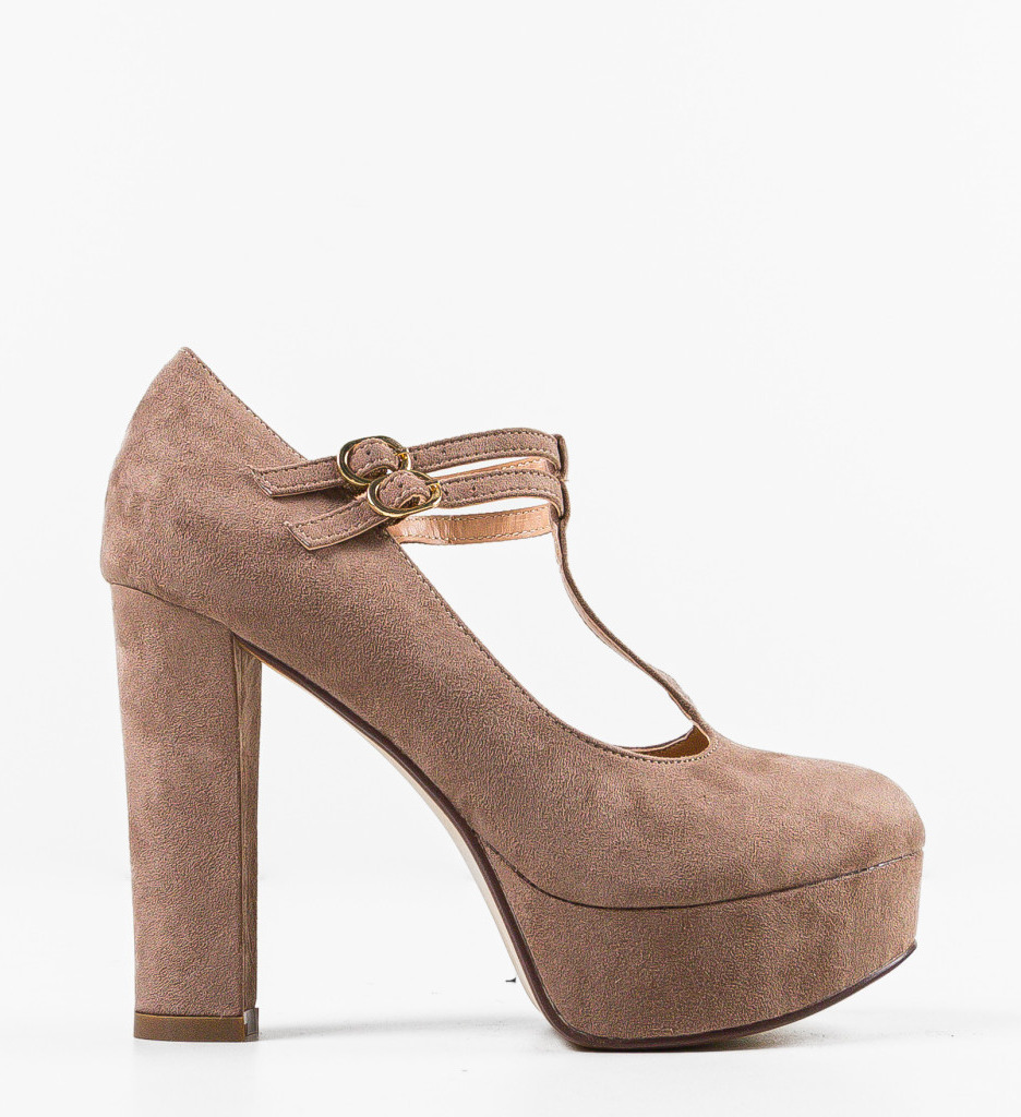 Pantofi Dama Summers Khaki cu Toc Eleganți - imagine 5