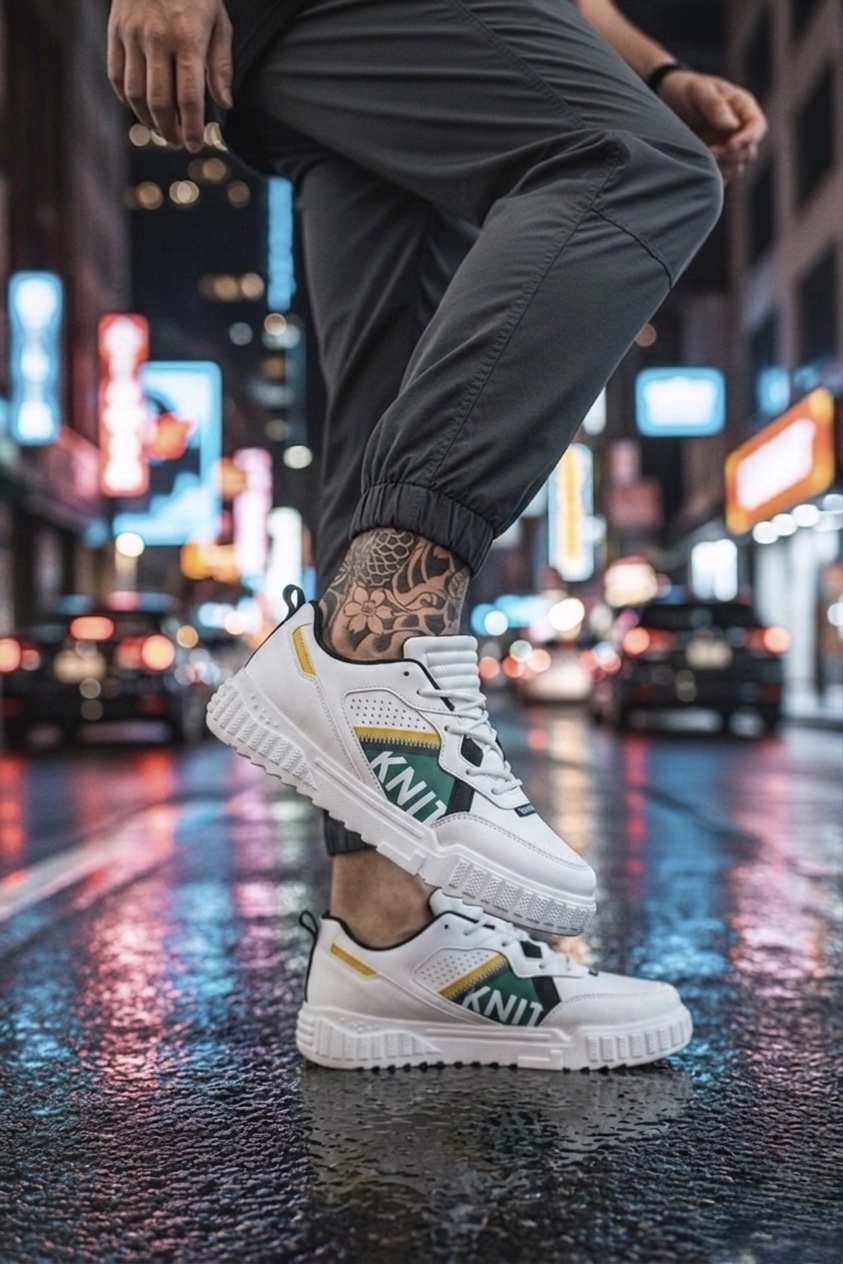 Adidași Barbati Albi cu Verde Casual 93 T7-2