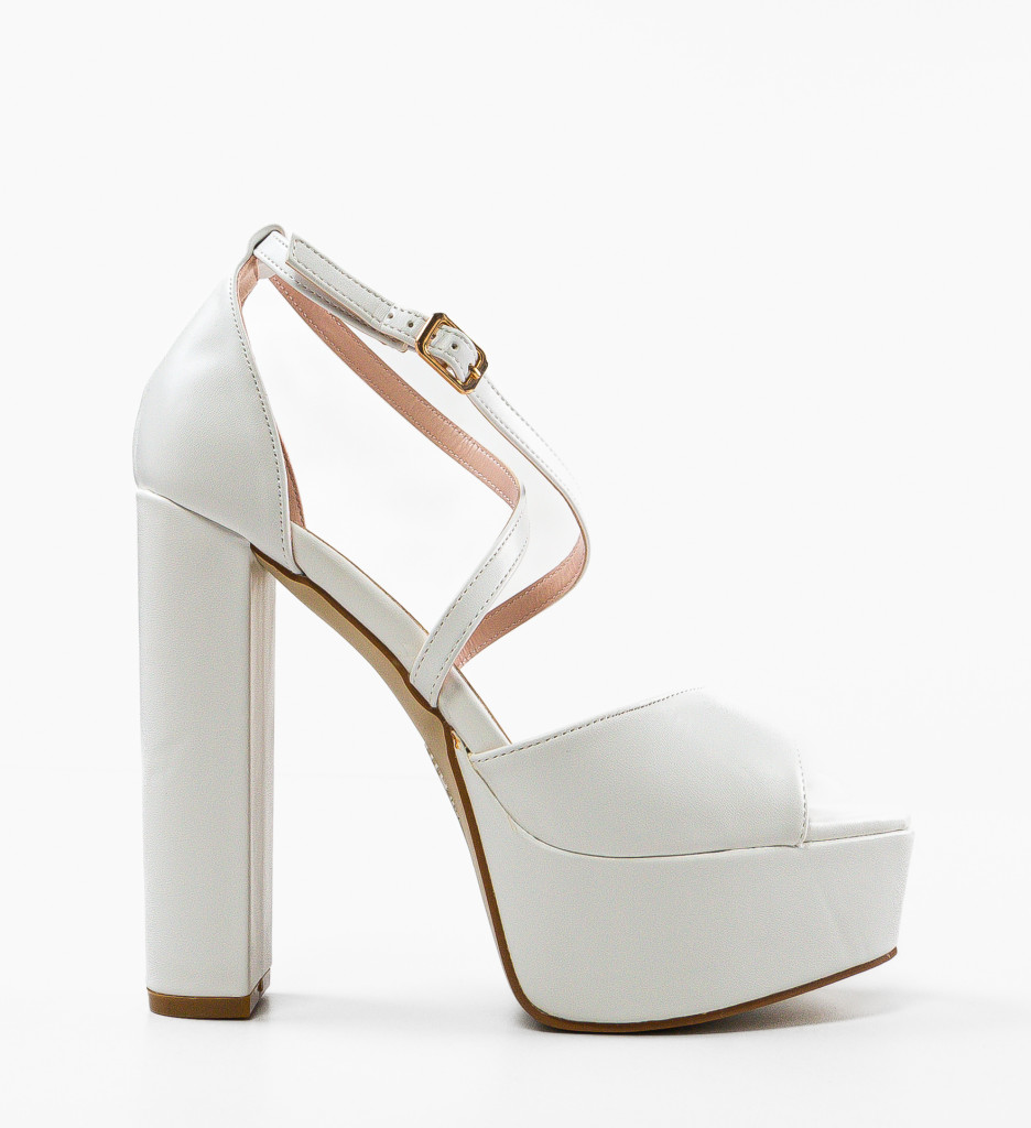 Sandale cu Toc Stella Albe | Design Elegant - imagine 5