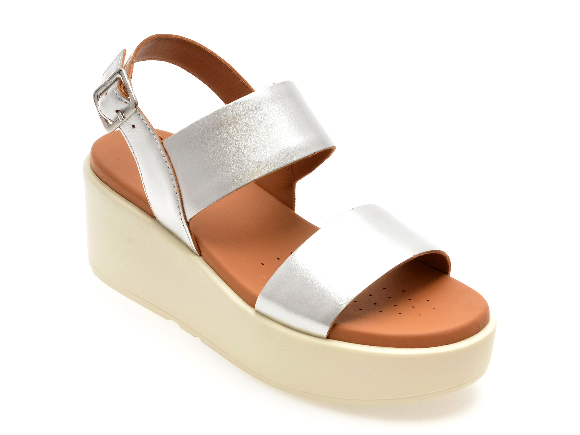 Sandale Geox Argintii din Piele - Confort Premium