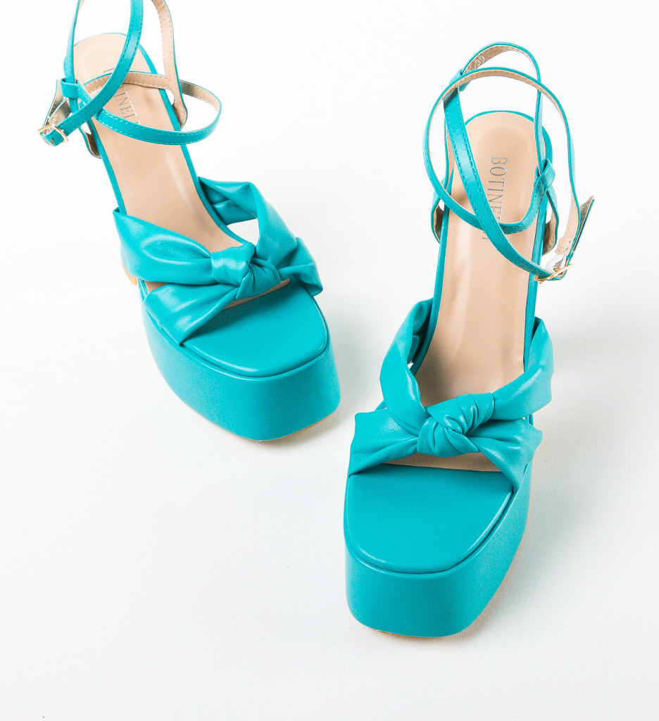 Sandale Ardde Albastre cu Toc Elegante - imagine 6